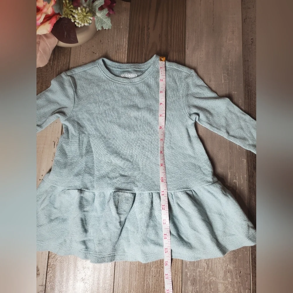 Old Navy Solid Thermal Long-Sleeve Drop-Waist Toddler Girl Dress Size 12-18M